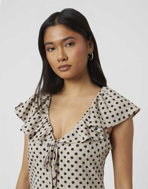 Brave Soul - Mini-jurk met stippen en ruches in beige, 4 van 4