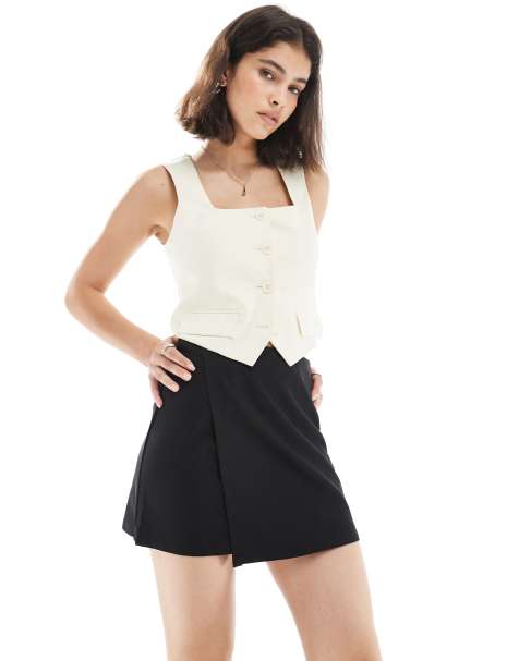 Brave Soul mini skirt with asymmetric hem in black - view 1