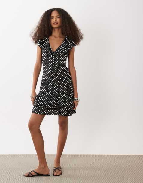 Brave Soul mini tea dress in black polka dot print - view 1