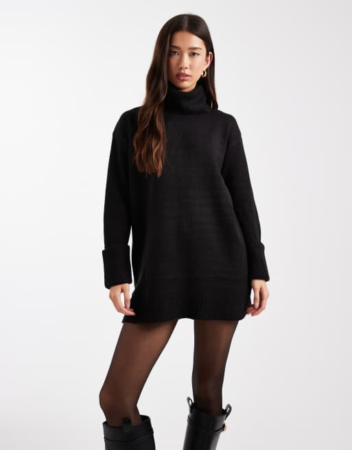 Brave Soul - Mini trui-jurk met col in zwart, 3 van 4