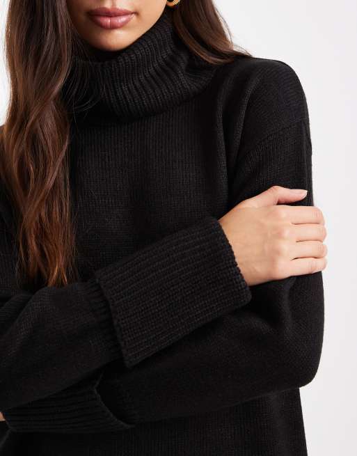 Brave Soul - Mini trui-jurk met col in zwart, 4 van 4