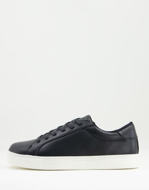 Brave Soul minimal lace up sneakers in black
