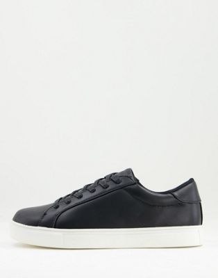 Brave Soul minimal lace up trainers in black