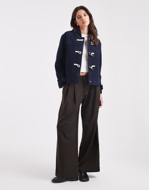 Brave Soul - Montgomery corto in lana sintetica blu navy con cappuccio, 2 di 4