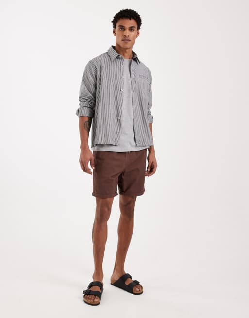 Brave Soul – Mörkbruna chinoshorts i dra på-modell, 2 av 5