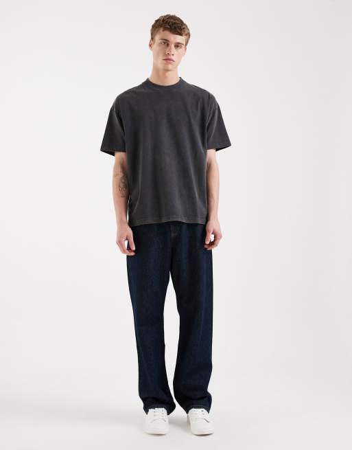 Brave Soul - Mørkegrå oversized T-shirt med syrevask på 240 gsm, 2 af 5