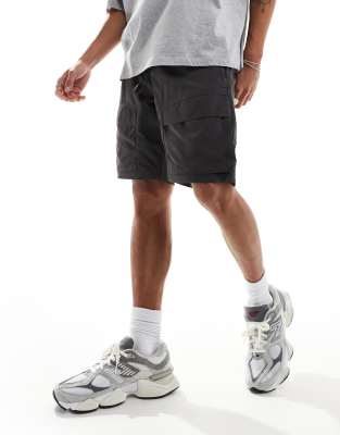 Brave Soul multi pocket tech cargo shorts in dark grey