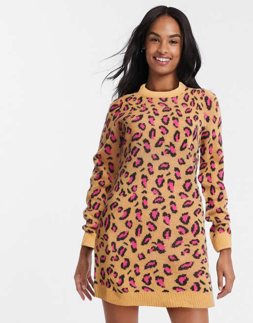 Brave Soul nala neon animal print jumper dress