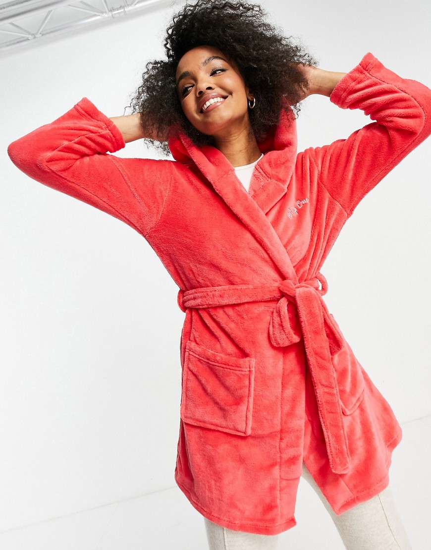 Brave Soul nap queen fleece robe in pink