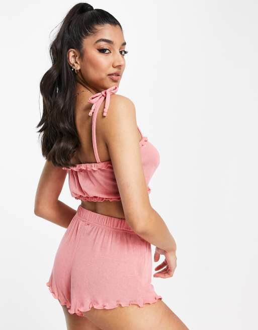 Brave Soul Nat bandeau short lounge set in rose, 2 of 4