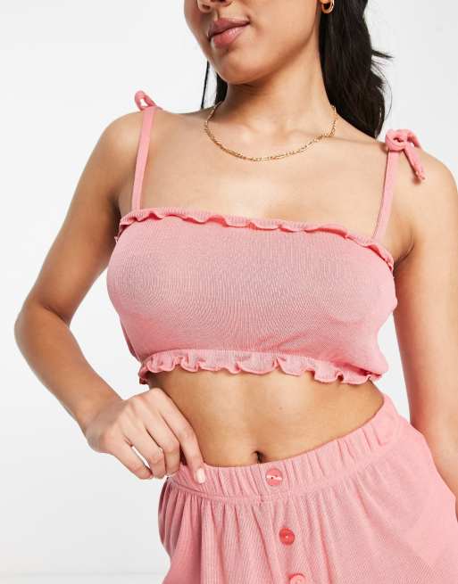 Brave Soul Nat bandeau short lounge set in rose, 3 of 4