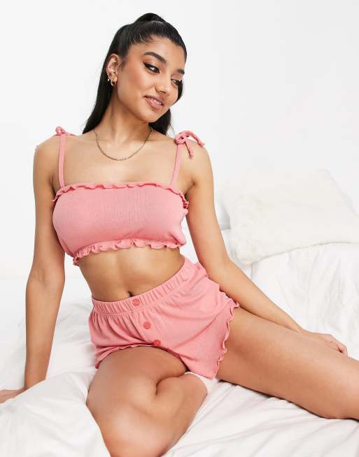 Brave Soul - Nat - Loungeset met bandeautop en short in roze