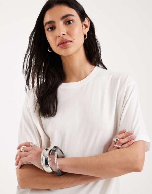 Brave Soul – Naturvit t-shirt i oversize, 3 av 4