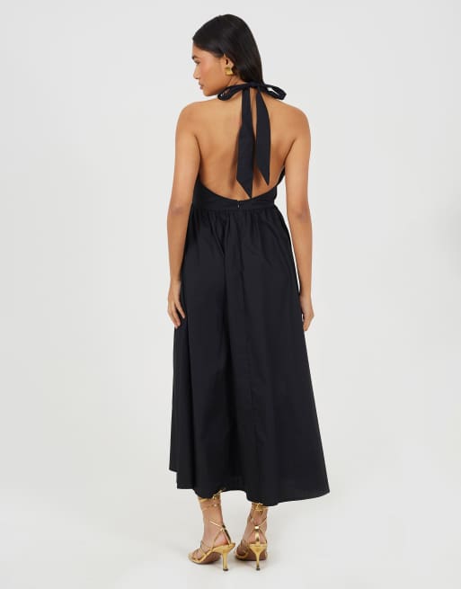 Brave Soul – Neckholder-Maxikleid in Schwarz mit A-Linien-Schnitt, 3 von 4