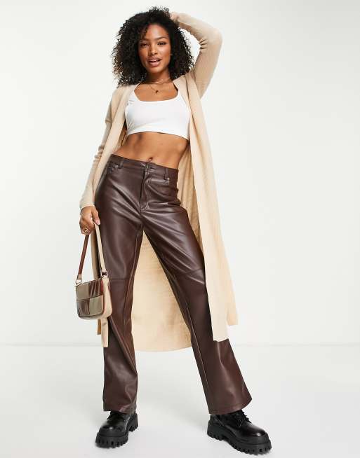Brave Soul Nemo midi tie waist cardigan in sand