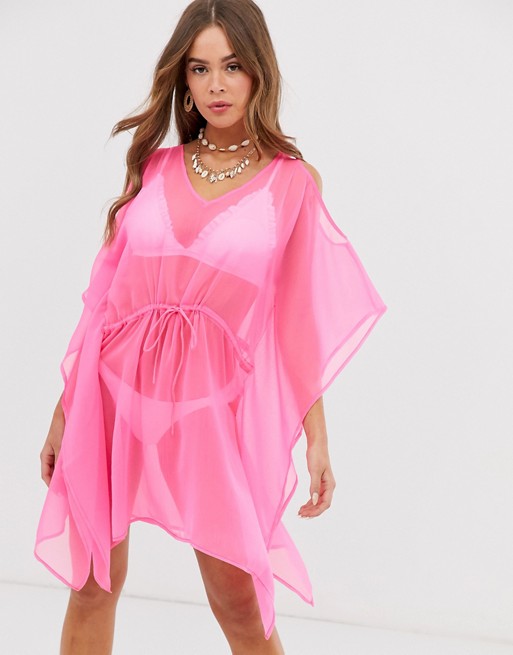 Brave Soul neon pink beach kimono