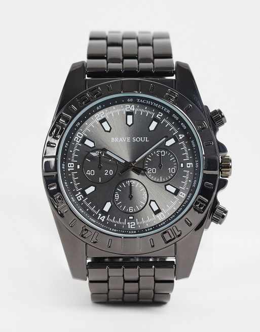 Brave Soul - Orologio con bracciale spesso in tonalità argentate