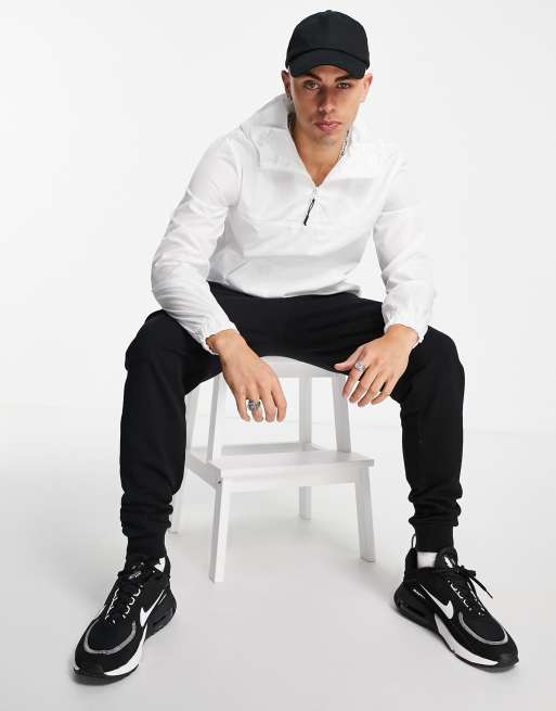 Brave Soul overhead half-zip anorak jacket in white, 4 of 4