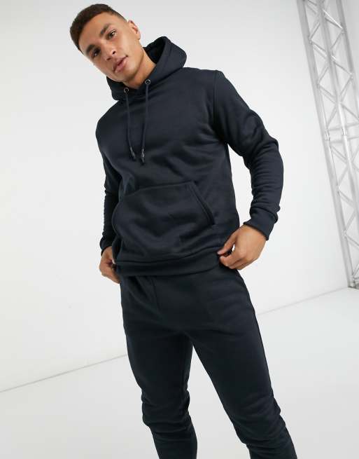 Brave Soul overhead hoodie & sweatpants tracksuit set in navy | ASOS