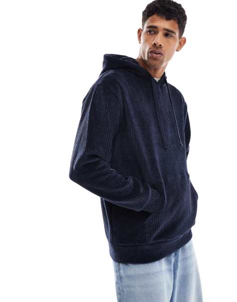 Brave Soul – Oversize-Kapuzenpullover aus Cord in Marineblau - view 1