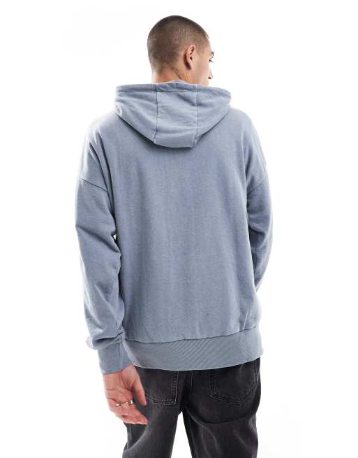 Brave Soul – Oversize-Kapuzenpullover in blauer Acid-Waschung, 4 von 4