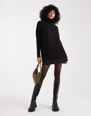 Brave Soul - Oversize-Rollkragenpullover in Schwarz