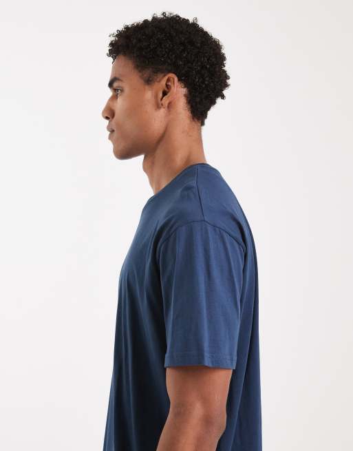 Brave Soul – Oversize-T-Shirt in Marineblau mit Rundhalsausschnitt, 4 von 5