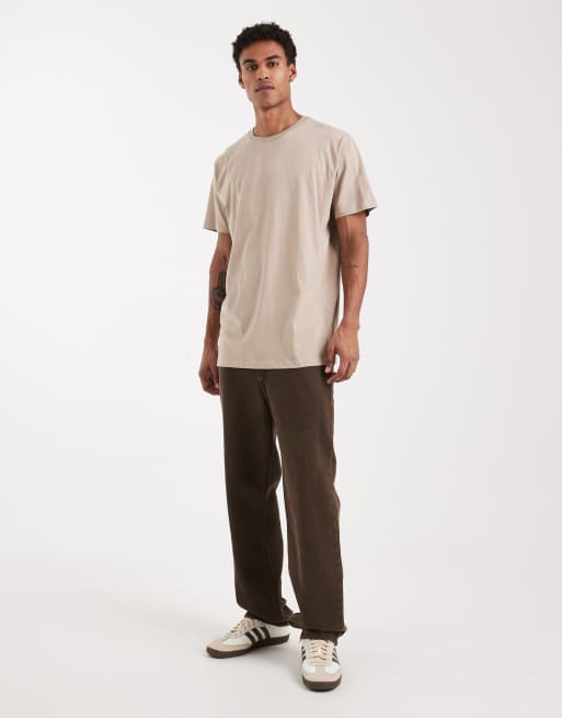 Brave Soul – Oversize-T-Shirt in Taupe mit Rundhalsausschnitt, 2 von 5