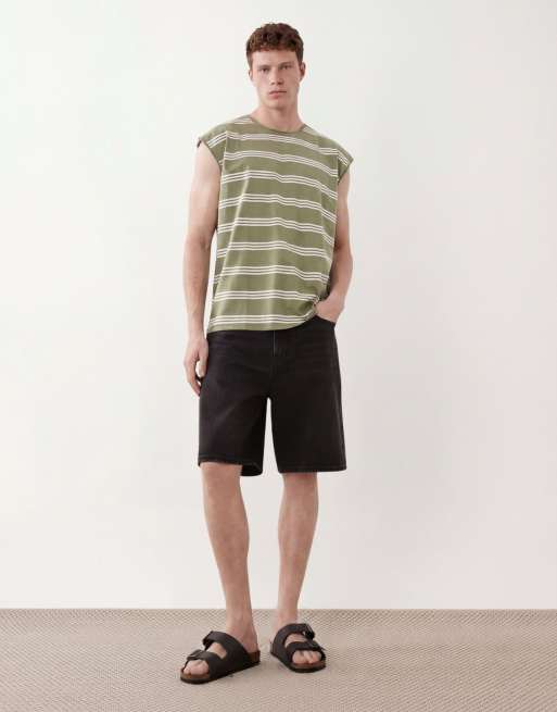 Brave Soul – Oversize-Tanktop mit Streifen in Salbeigrün und Weiß, 3 von 5
