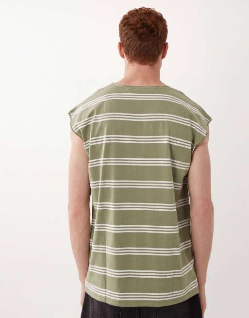 Brave Soul – Oversize-Tanktop mit Streifen in Salbeigrün und Weiß, 4 von 5