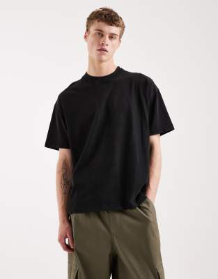 Brave Soul Oversized 240gsm Acid Wash T-shirt In Black