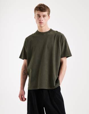 Brave Soul Oversized 240gsm Acid Wash T-shirt In Green