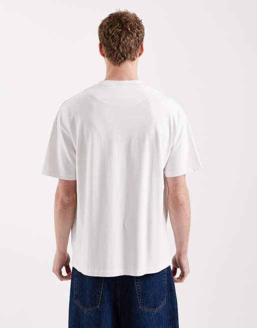 Brave Soul oversized 240gsm acid wash t-shirt in white, 3 of 5