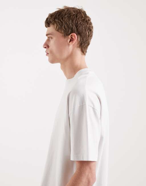 Brave Soul oversized 240gsm acid wash t-shirt in white, 4 of 5