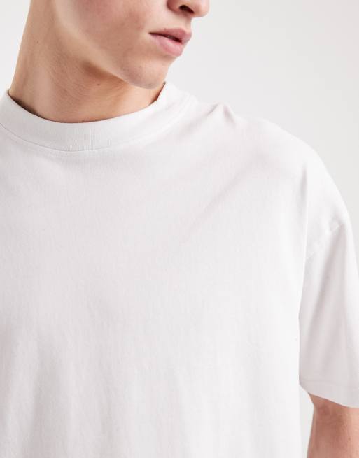 Brave Soul oversized 240gsm acid wash t-shirt in white, 5 of 5