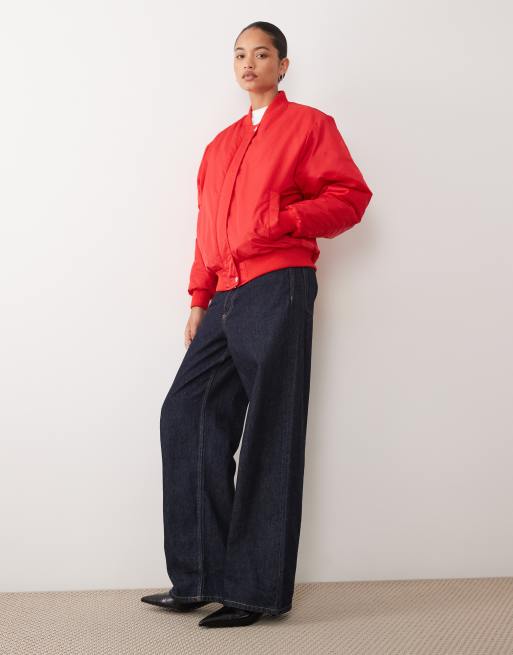 Brave Soul oversized bomber jacket in red , 3 of 4