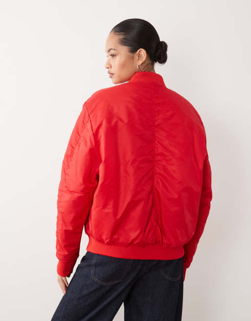 Brave Soul oversized bomber jacket in red , 4 of 4