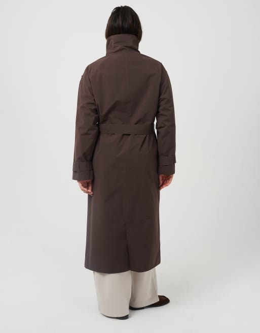 Brave Soul Oversized collar maxi double breasted mac in chocolate, 2 of 4