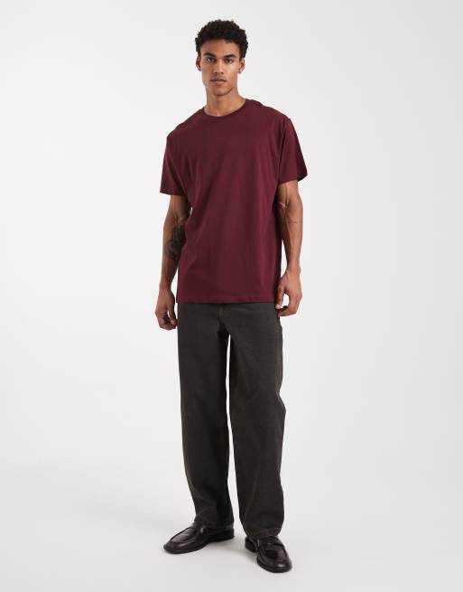 Brave Soul oversized crew neck t-shirt in burgundy, 2 of 5