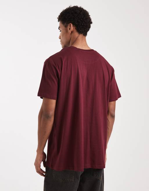 Brave Soul oversized crew neck t-shirt in burgundy, 3 of 5
