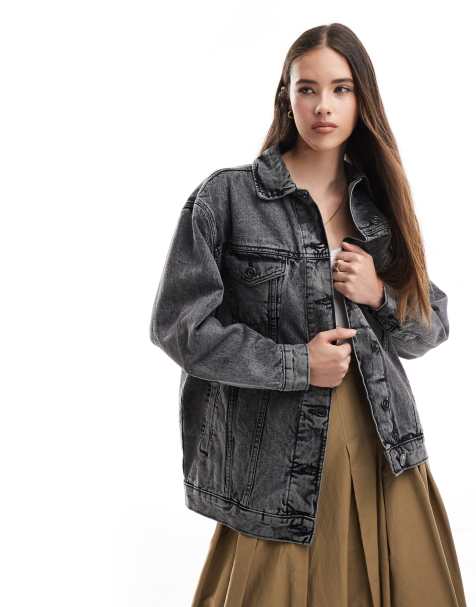 Brave Soul Oversized denim jacket in grey - view 1