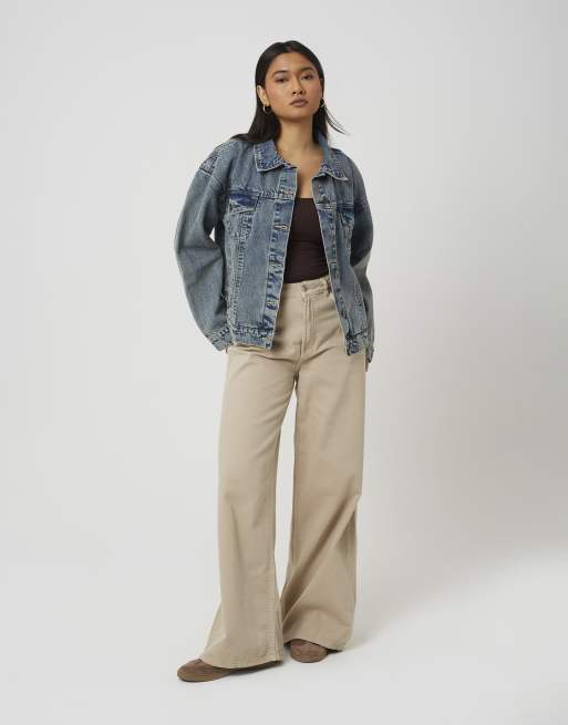 Brave Soul Oversized denim jacket in mid blue, 4 of 4