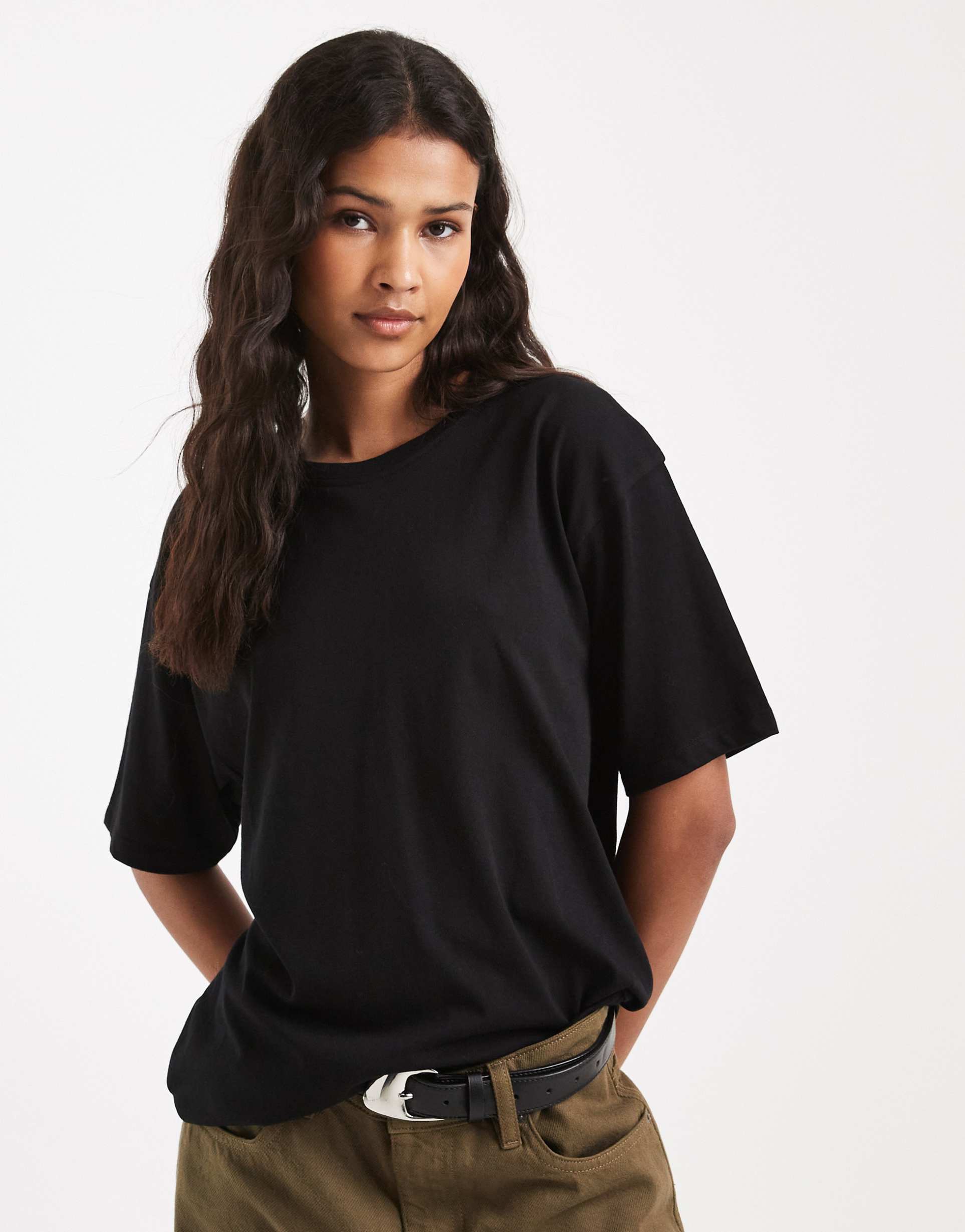brave soul oversized fit t-shirt in black