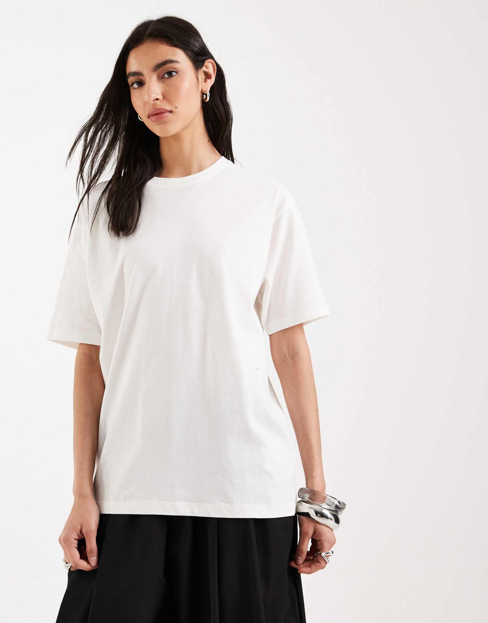 brave soul oversized fit t-shirt in off white