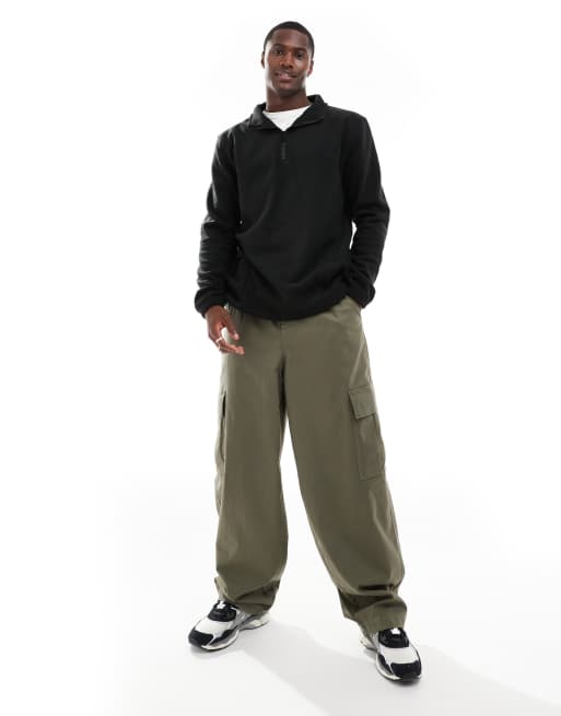 Brave Soul oversized fleece half zip sweatshirt in black, 3 of 4