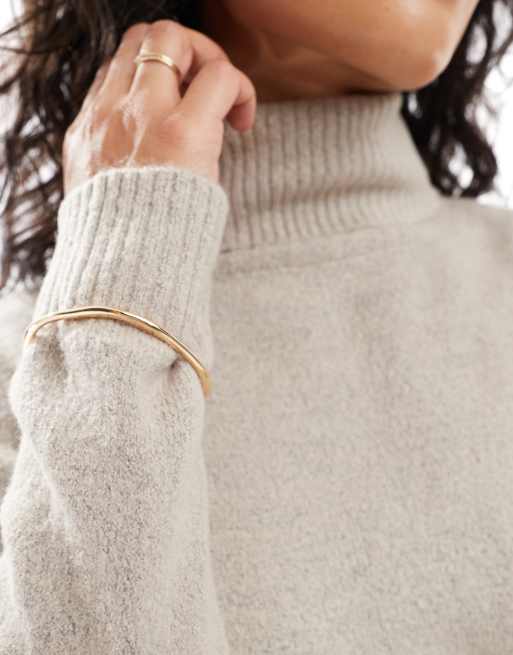 Brave Soul - Oversized gebreide maxi jurk met rolkraag in beige, 2 van 4