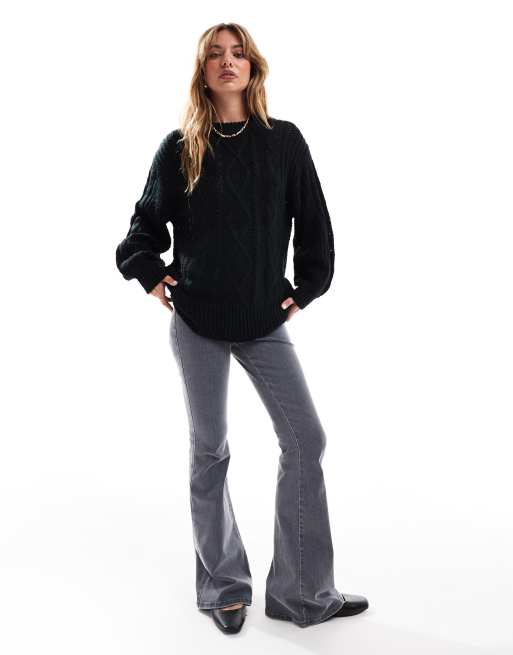 Brave Soul - Oversized gebreide trui met kabels in zwart, 4 van 4