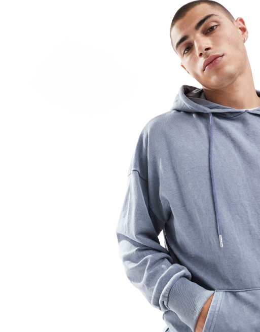 Brave Soul oversized hoodie in blue acid wash, 3 of 4