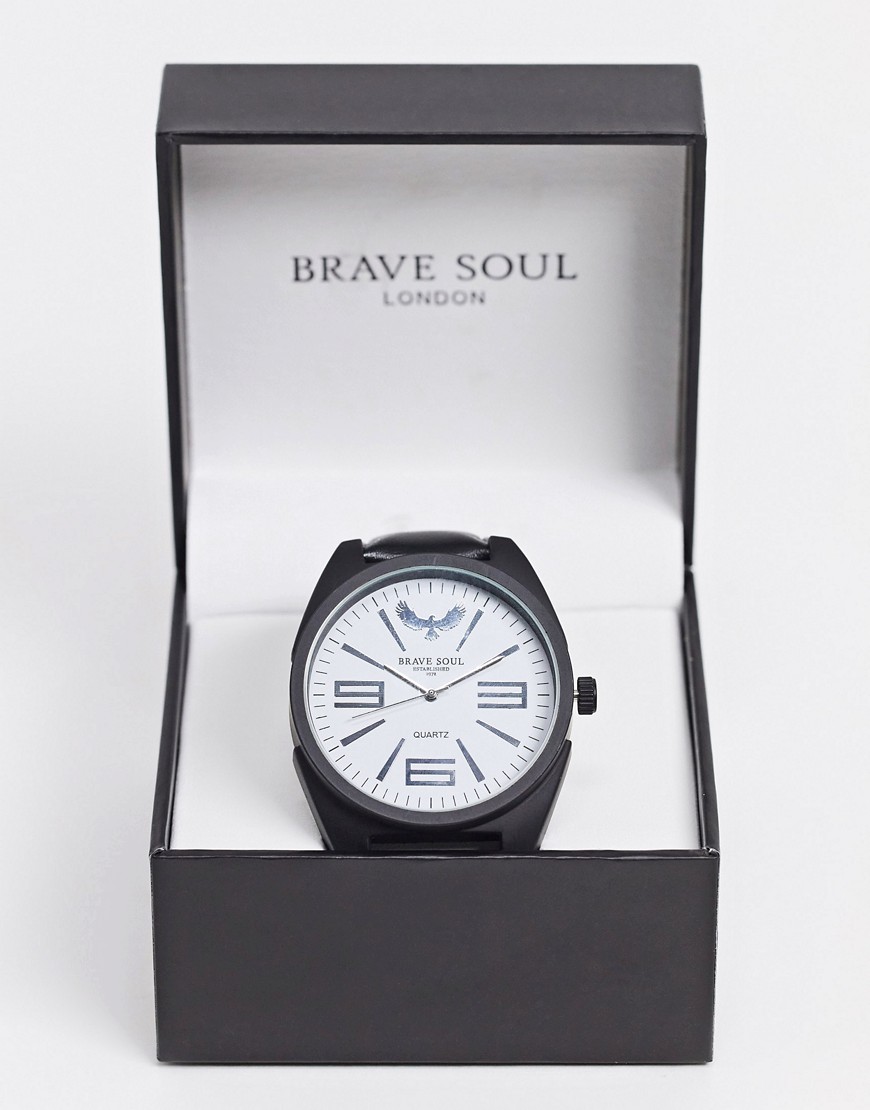 Brave Soul - Oversized horloge in zwart met witte wijzerplaat