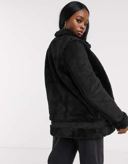 Oversized black hot sale sherpa jacket